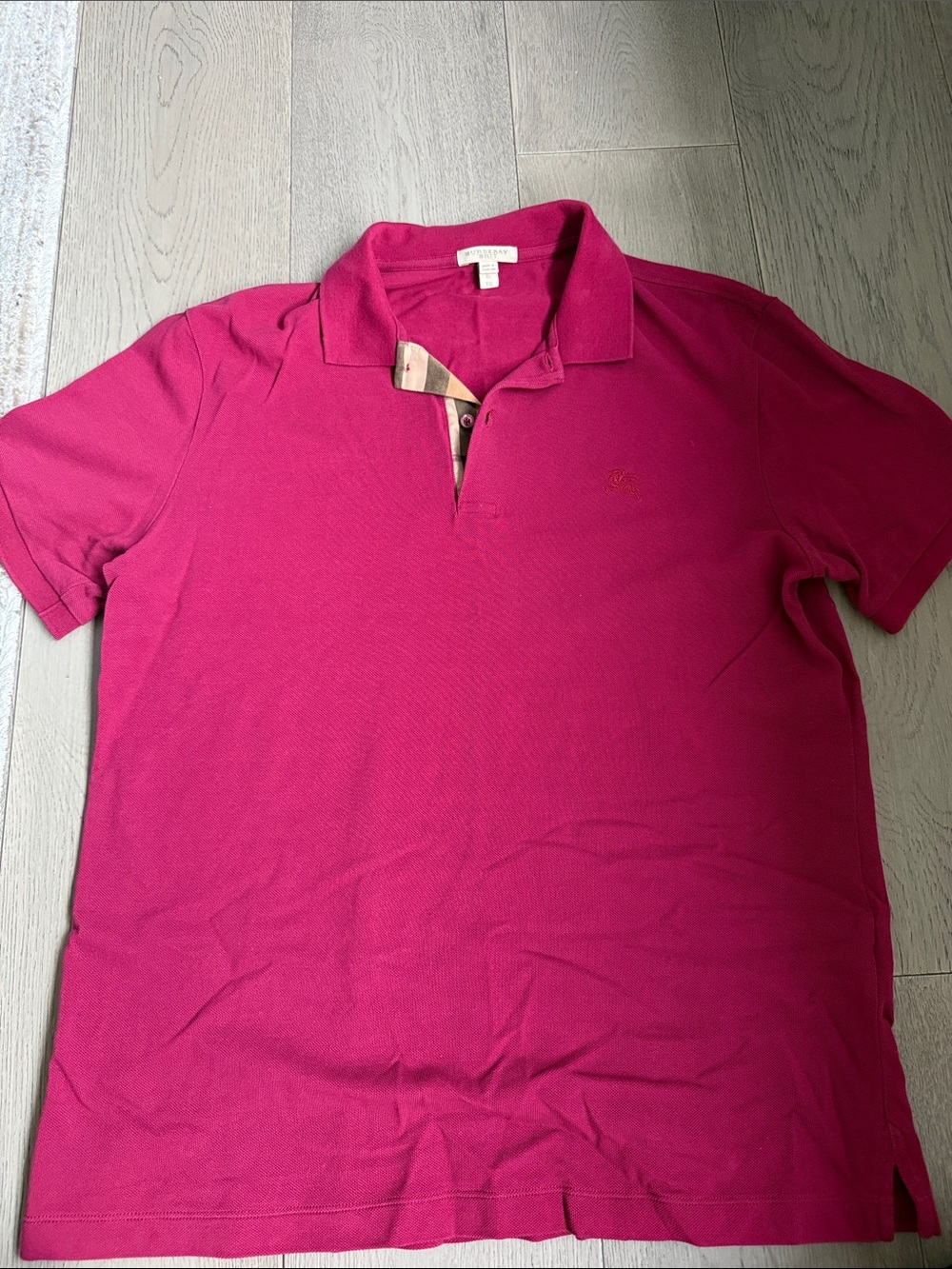Burberry Men's Magenta Polo Shirt with Signature Placket